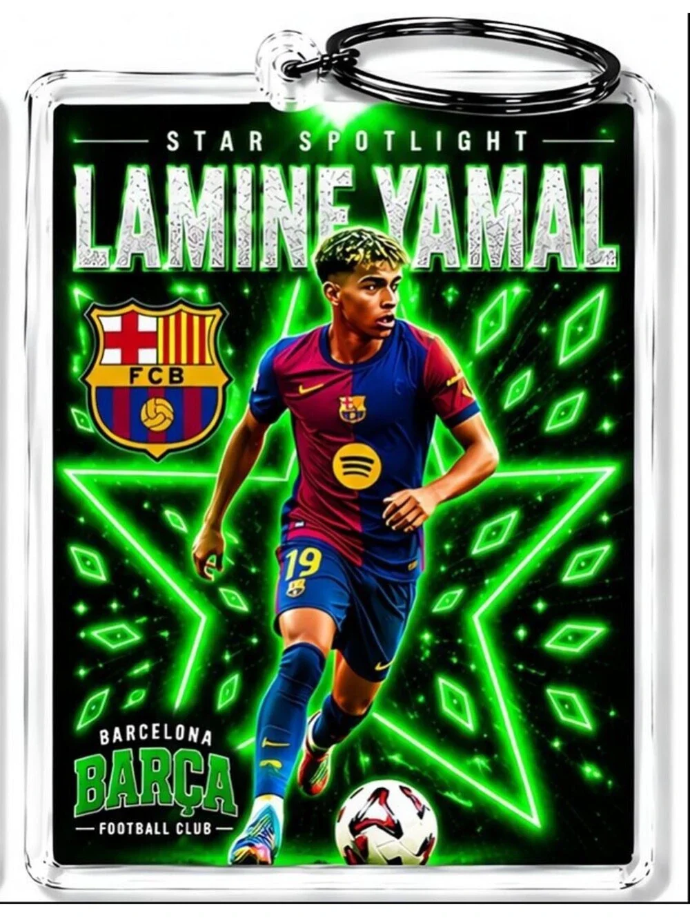 3994 Lamine Yamal Keychain Green Spotlight Premium Keychain No Nameplate